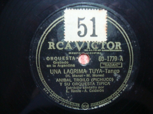 Disco Pasta  Rca Victor Una Lagrima Tuya/patetico. 