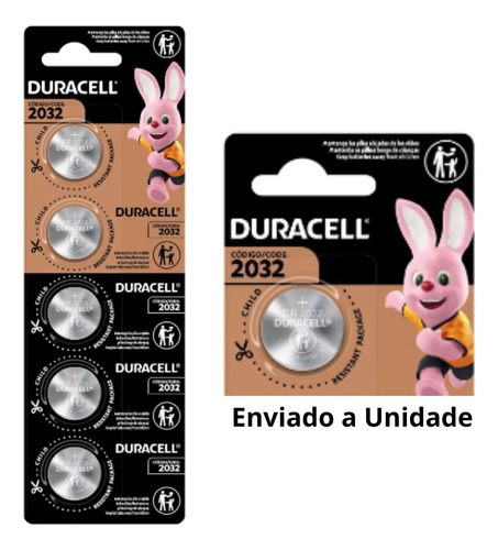 06 Un - Pilhas/ Bateria   Cr 2032  Duracell -3v Lithium 