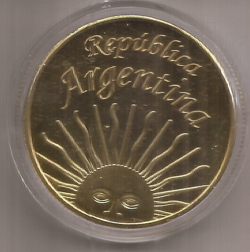 Medalla Maradona Cobre Dorado 4 Cm De Diametro
