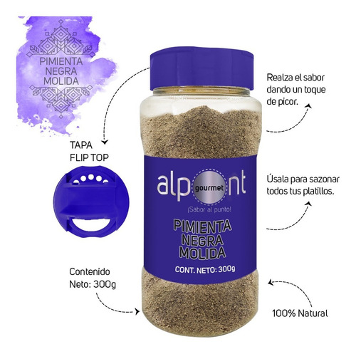Alpont Pimienta Negra Molida 300 Gramos 2 Piezas