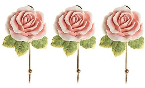 3pcs Rose Resina Ganchos De Pared Montado En La Pared Creati