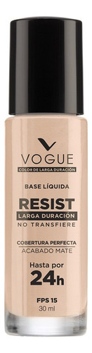 Base Liquida Vogue Resist Larga Duración Fps 15 30ml Tono Pétalo