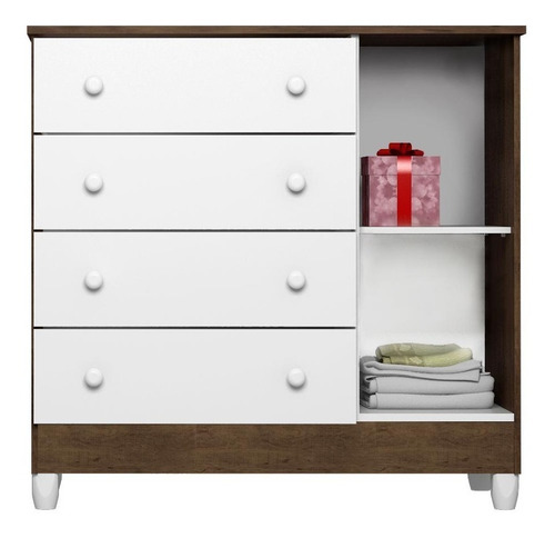 Imagem 4 de 6 de Quarto Bebê Ariel 3p Berço New Nanda Bco Amadeirado