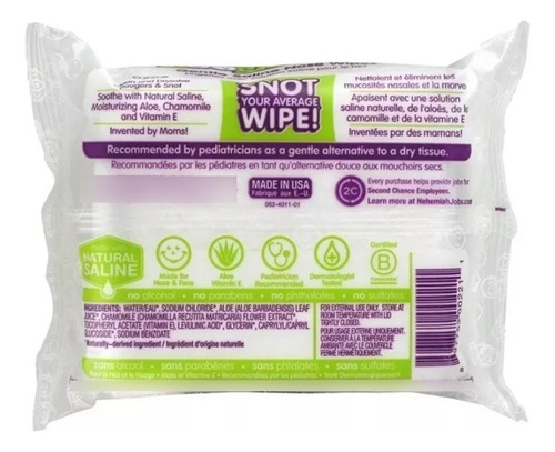 Lenços Umedecidos Nasais, Boogie Wipes 30unidades Sem Cheiro