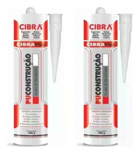 02 Cola Cibra Selante Poliuretanopu Construção 400g Branco