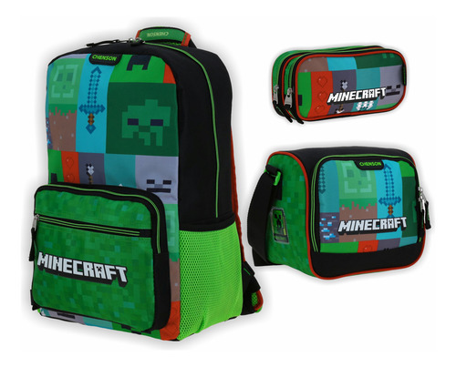 Kit Mochila Lonchera Lapicera Minecraft Mc6639 Chenson