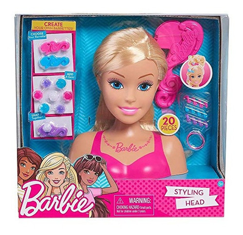 Set De 20 Cabezales Para Peinar Barbie Glam Party, Color Rub