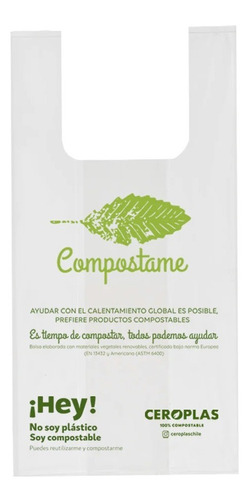 Bolsas Camiseta Compostable 30x55cm 50 Unidades