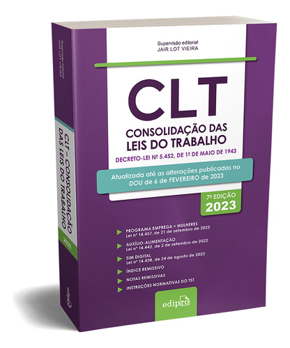 Libro Clt Consolidacao Das Leis Do Trabalho 07ed 23 De Vieir