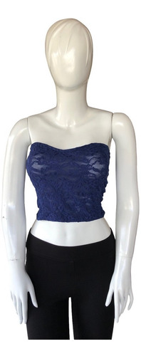 Top Strapless Moda International Talla Medium Color Azul