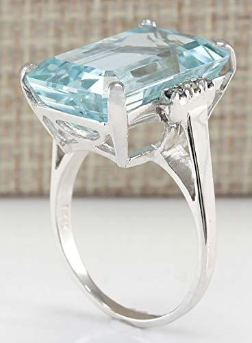 Vintage Mujer 925 Plata Aguamarina Anillo De Piedras Precios