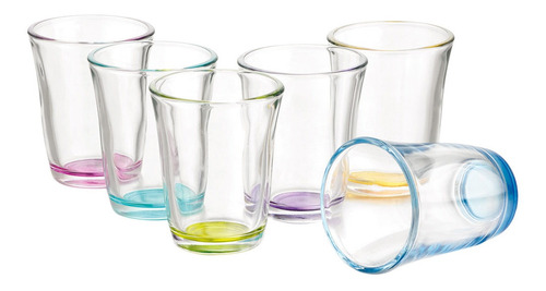 Juego 6 Vasos 254 Ml Vidrio Colores Cocina Hogar Beber Crisa