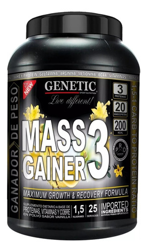 Ganador Masa Muscular Mass Gainer 3 - Genetic Sabor Frutilla