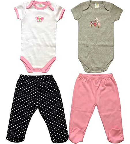 Spasilk Newborn Baby Layette Set, Bodysuits De Manga Corta Y