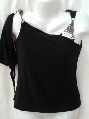 Musculosa Con Solo Hombro Y Detalle Metalico Talle S Licra