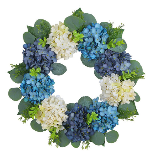 Guirnalda De Hortensias Azules Y Blancas Para Puerta De Entr