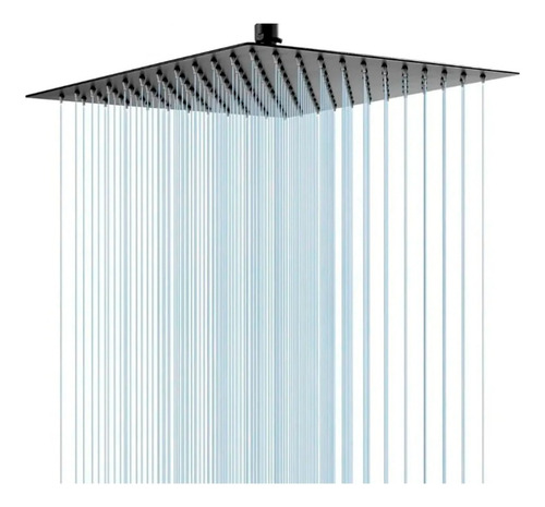 Regadera Cuadrada Acero Inoxidable 25cm Negro Mate Sin Brazo