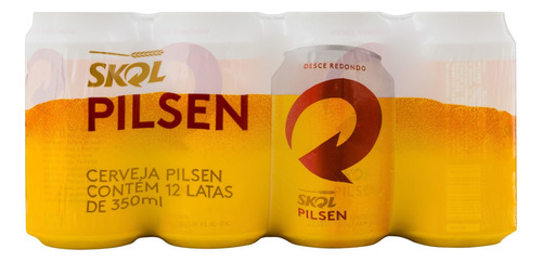 Cerveja Skol Pilsen lata 350ml 12 u