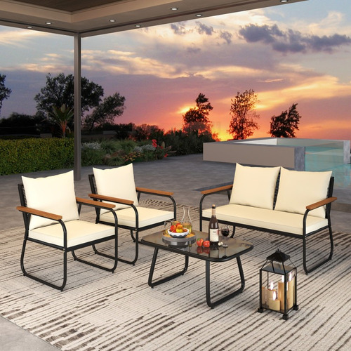 Sillas Para Jardin Con Mesa Y Reposa Brazos Amarillo Gpl