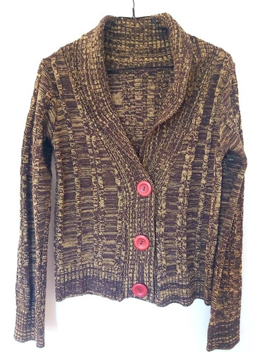 Cardigan Saco Marron Con Botones Lana Talle S Nuevo Sin Uso