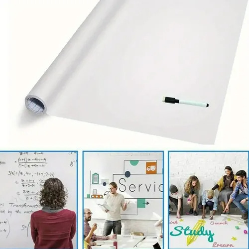 Pizarra Autoadhesiva Vinilo 45x200cm + Fibrón Blanco
