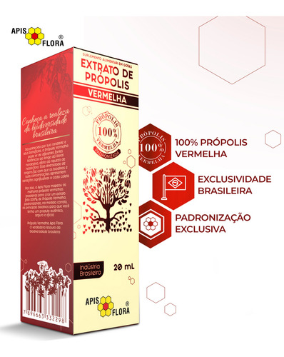 Kit 3 Extratos De Própolis Vermelha 20 Ml- Apis Flora Saúde