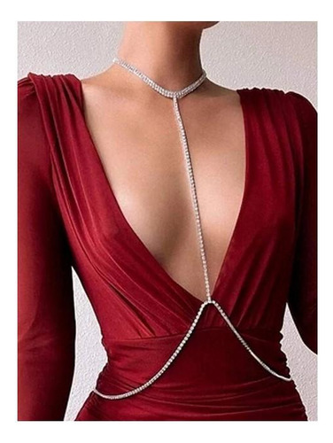 Cadena Collar Para Cuerpo Pecho Con Diseño De Diamante
