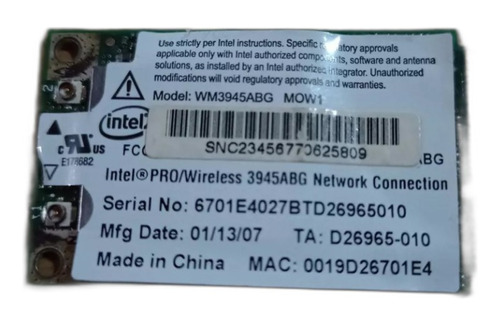 Placa Wifi Intel Pro/wirelesswm3945abg