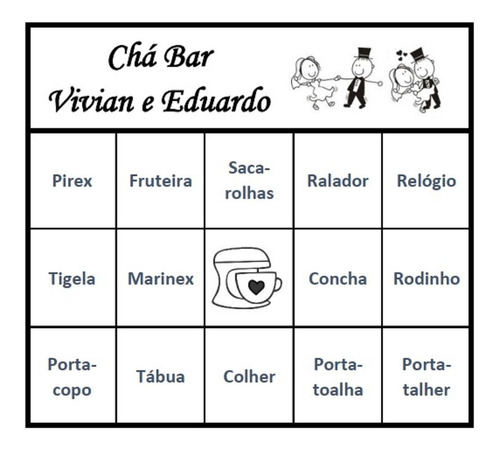 Cartelas de bingo para chá de cozinha para imprimir 104 Cartelas Bingo Cha Bar Cha De Panela Preto E Branco Pdf Mercado Livre
