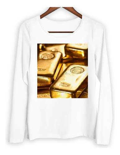 Remera Mujer Ml Oro Lingotes Valores Gold Economia Money M2