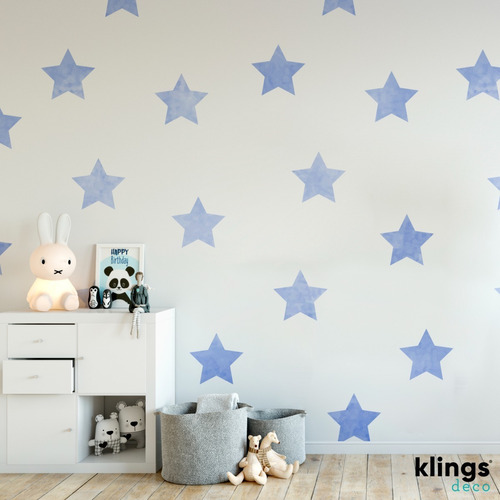 Vinilos Decorativos Mural Estrellas Azul Acuarela Trama