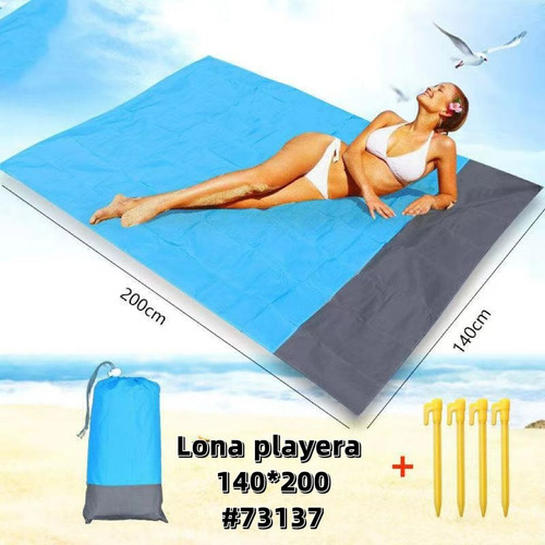 Lona Impermeable Gigante 140x200cm Playa Verano Con Estacas