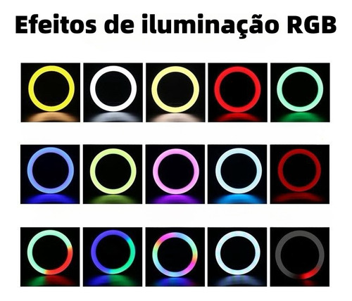Ring Light Iluminador Rgb Led 46cm Tripé 2m Com 3 Suportes