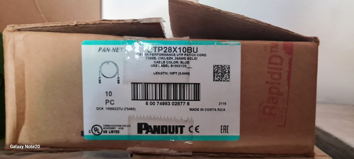 Cable De Parcheo Utp Cat6a, 10ft Azul Panduit Utp28x10bu