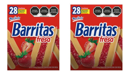 Barritas Marinela Fresa Con 28 Piezas De 55 G C/u - 2 Cajas