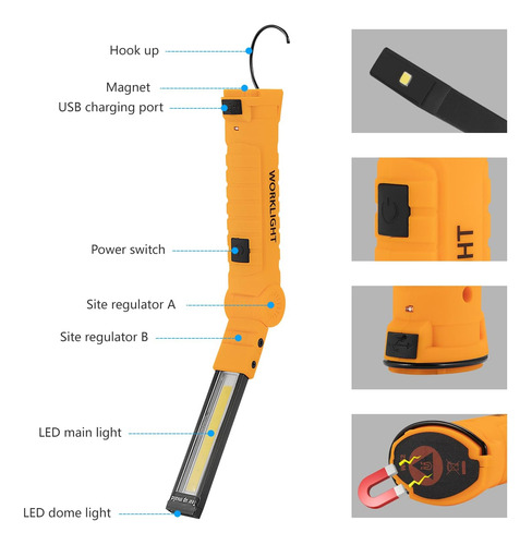 Luces Para Inspeccion Lmaytech, Recargable, Amarillo, 2 Pcs