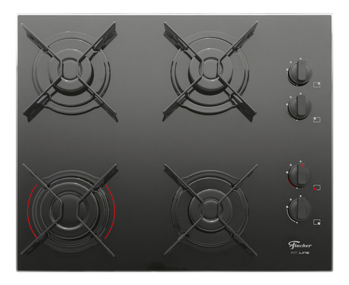 Fogão Cooktop Fischer 4Q Fit Line Gás Mesa Vidro 26342-57175 preto 127V/220V