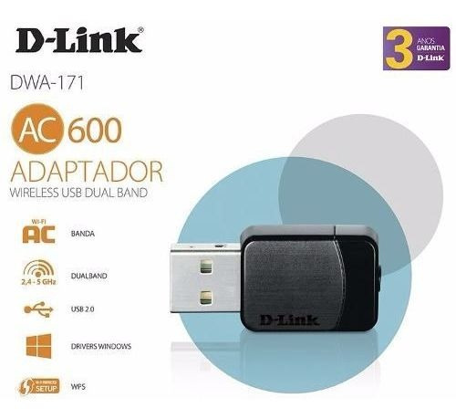 Imagem 2 de 6 de Adaptador Nano Wireless Dwa-171 Ac600 Dual Band D-link