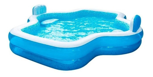 Combo Piscina + Inflador Manual Alberca Familiar C/ Asientos