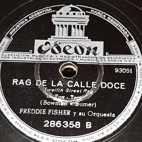 Pasta Freddie Fisher Y Su Orquesta Odeon C339