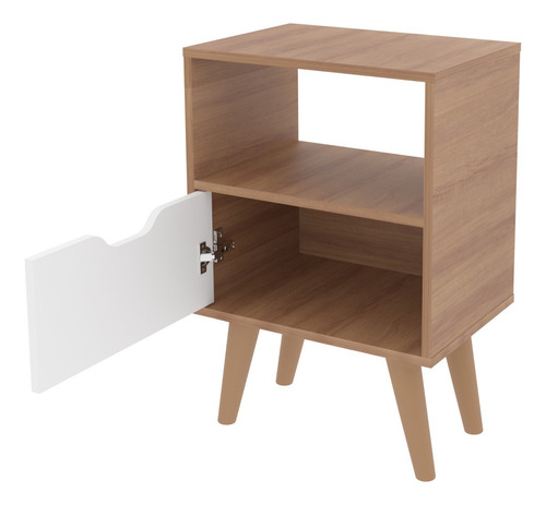 Mesa De Noche 1 Puerta Almendra/blanco Cm8036.0003 Color Marrón claro