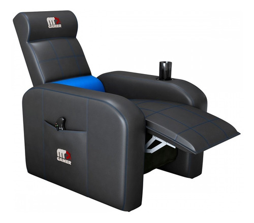 Poltrona Gamer Mx54 Reclinável Corino Preto/azul - Matrix