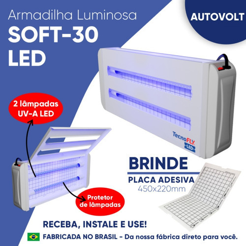 Soft-30 Led Pega Mata Moscas Armadilha Luminosa