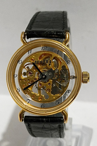 Hermoso Reloj Aurora Esqueleto Unisex No Timex