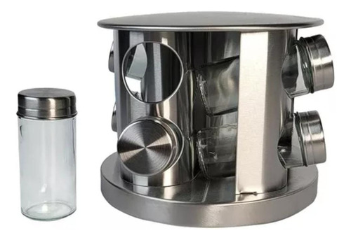 Especiero Giratorio Set De 8 Condimentero Acero Inox
