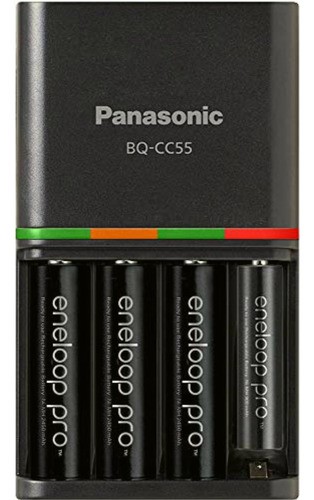 Eneloop Panasonic Cargador Con 4aa Baterías Recargables