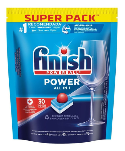 Imagen 2 de 6 de Tabletas Para Lavavajillas Automático Doypack Finish 30 U