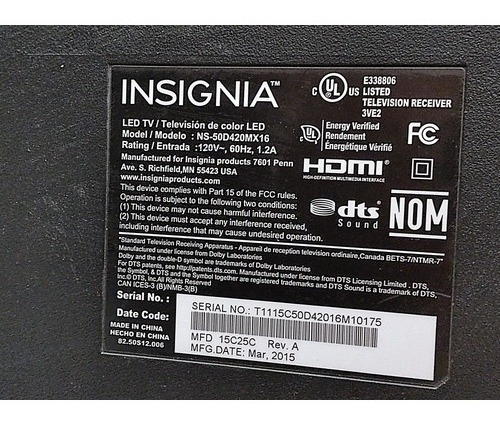 Pantalla Insignia De 50 Por Piezas O Reparar Pregunta (Usado)