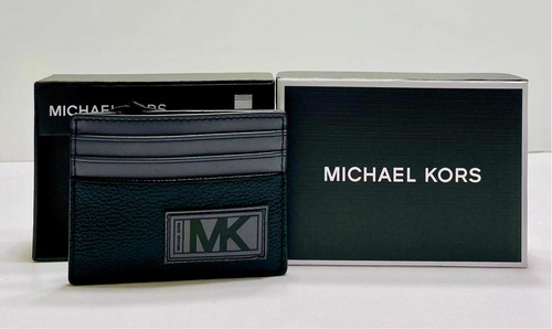 Tarjetero Michael Kors Negro Gris Hombre Logo My1l Diseño De La Tela Liso
