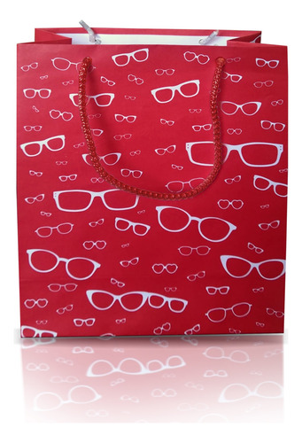 Kit 25x Sacolas De Papel Para Óticas 18x22x9cm Oculos Pacote